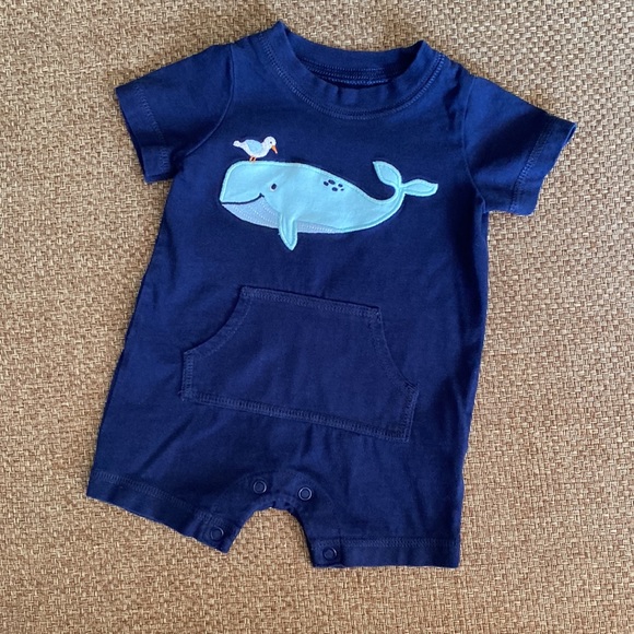 Carter's Whale Bird Navy Blue Pocket Romper 3 Months - Picture 5 of 5